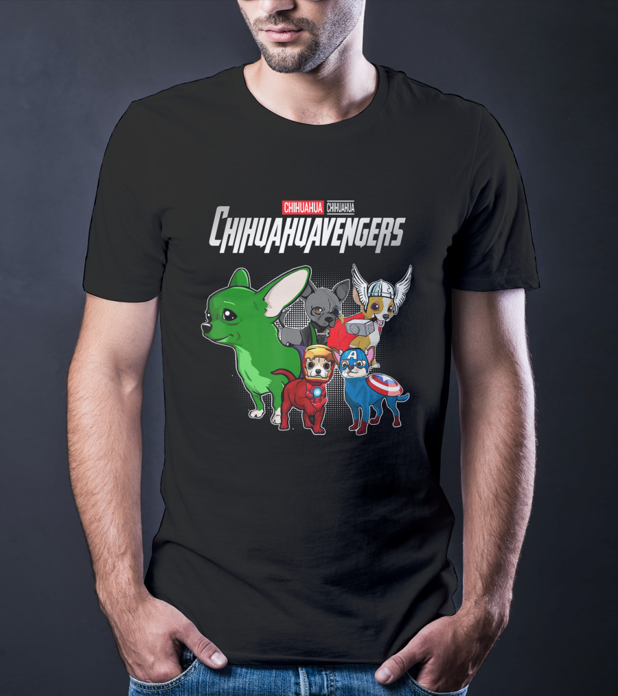 Chihuahuavengers Chihuahua Dog Superhero Group Comic T-Shirt
