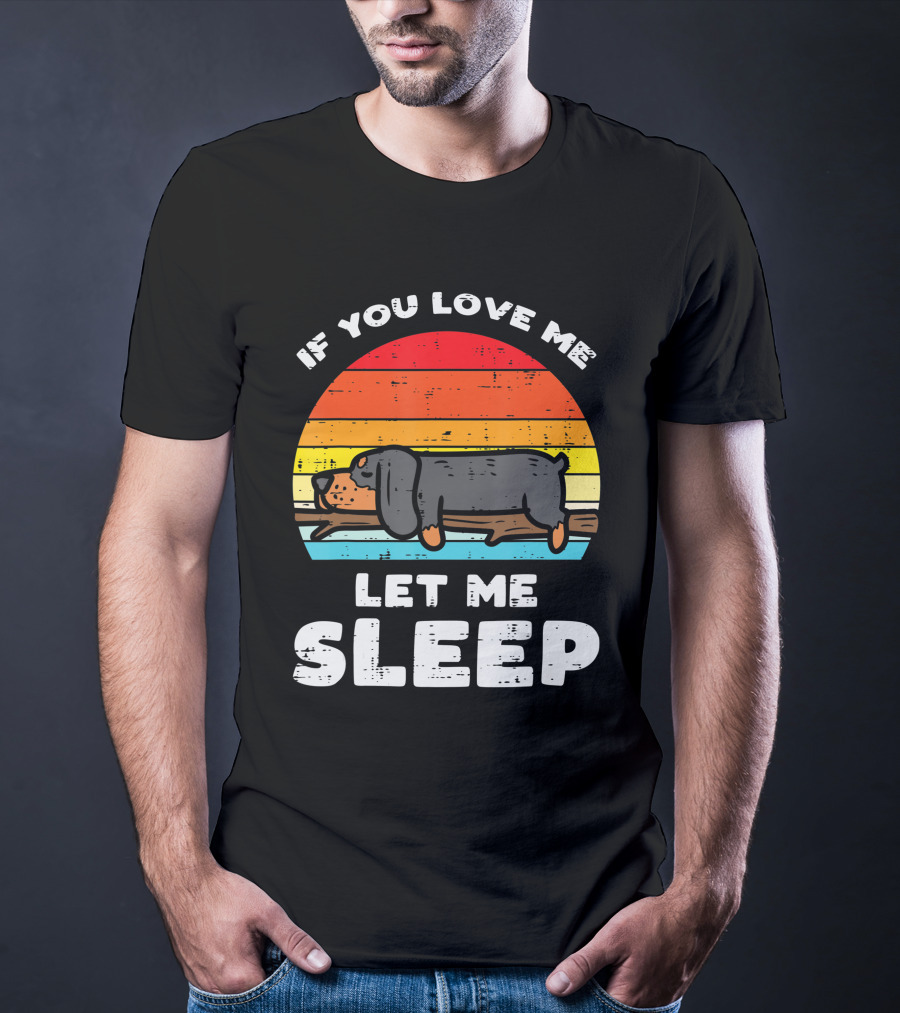 If You Love Me Let Me Sleep Dachshund Weiner Dog Vintage Sunset T-Shirt
