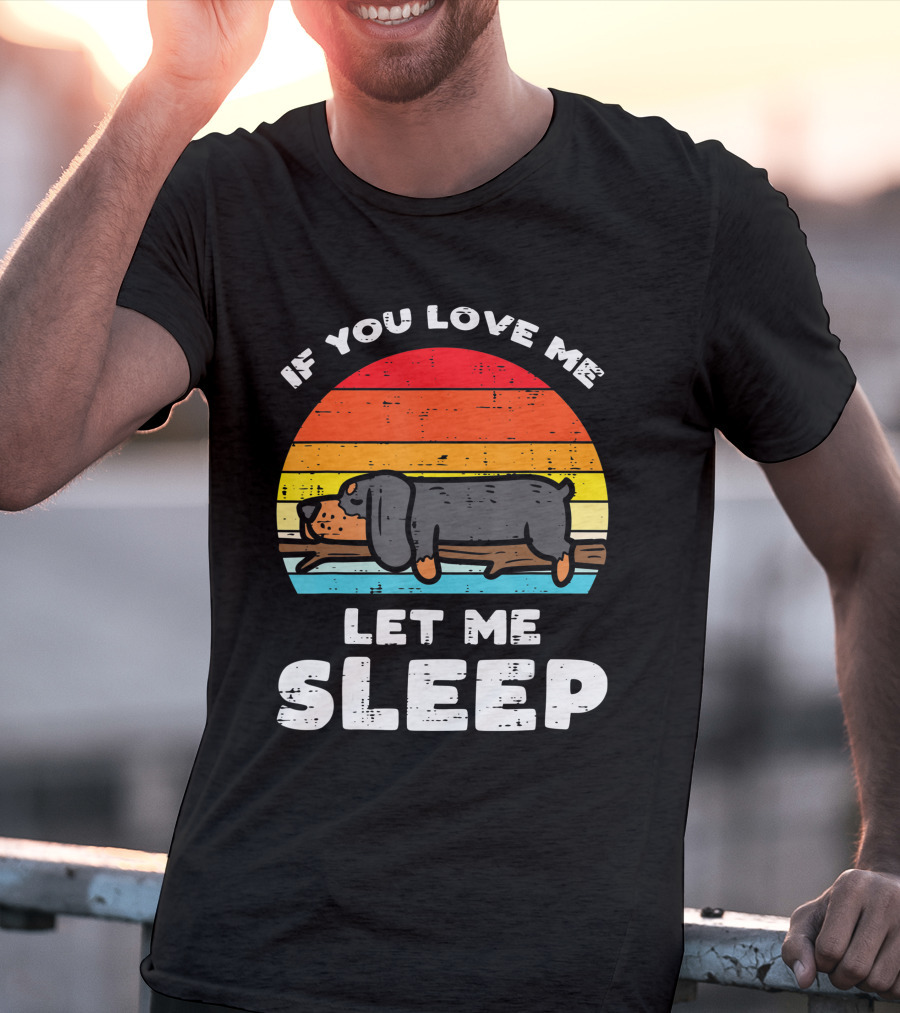 If You Love Me Let Me Sleep Dachshund Weiner Dog Vintage Sunset T-Shirt