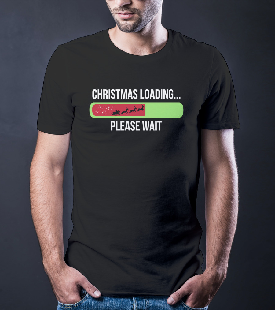 Christmas Loading Please Wait Santa Sleigh T-Shirt