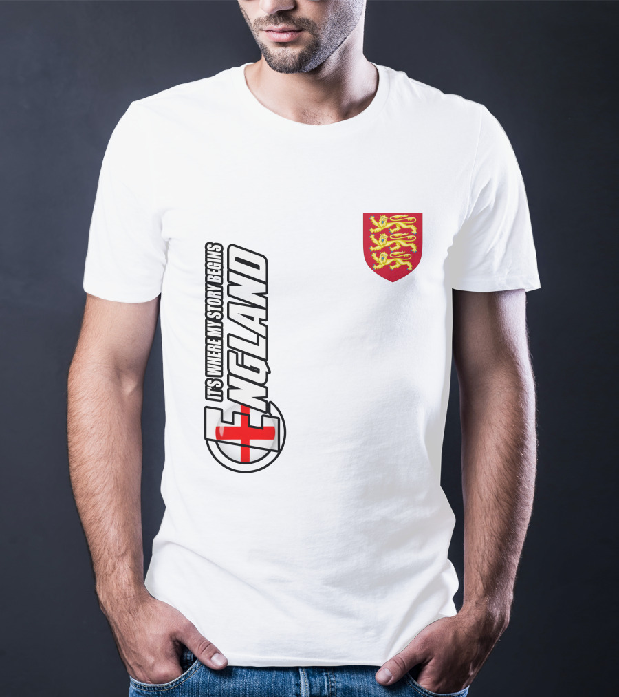 England It's Where My Story Begins Three Lions Crest T-Shirt
