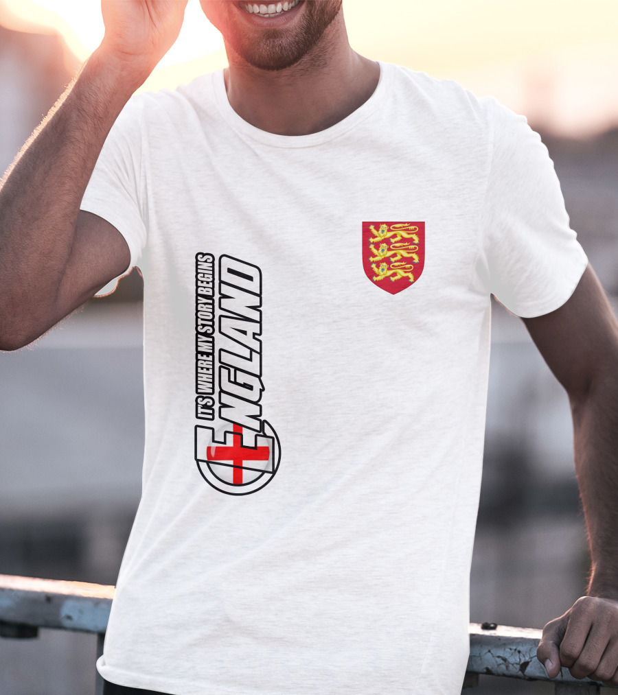 England It's Where My Story Begins Three Lions Crest T-Shirt