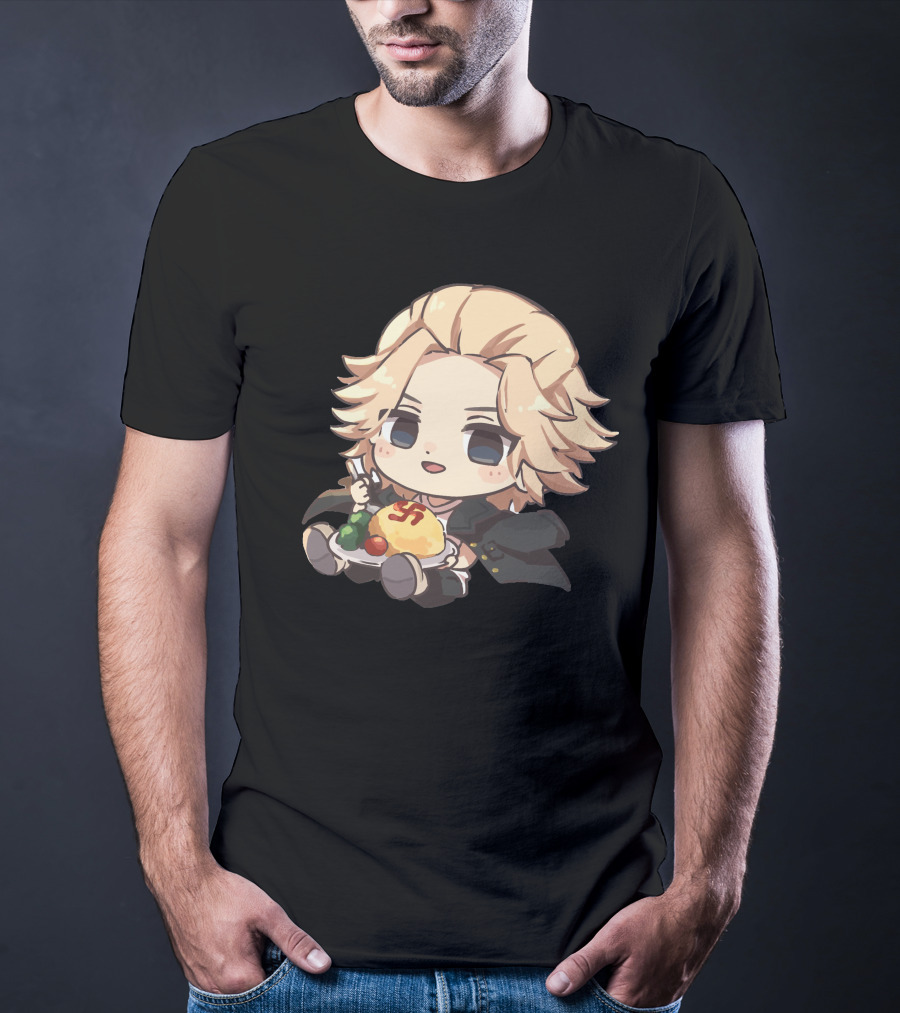 Mikey Holding Omurice Dish Tokyo Revengers Chibi Character T-Shirt
