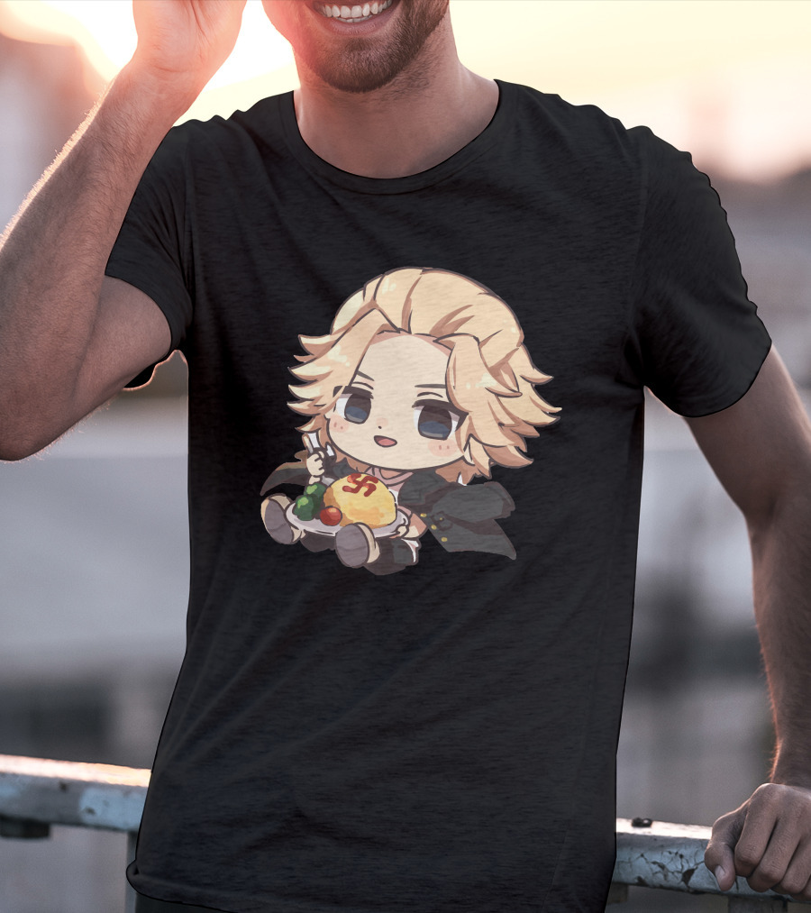 Mikey Holding Omurice Dish Tokyo Revengers Chibi Character T-Shirt