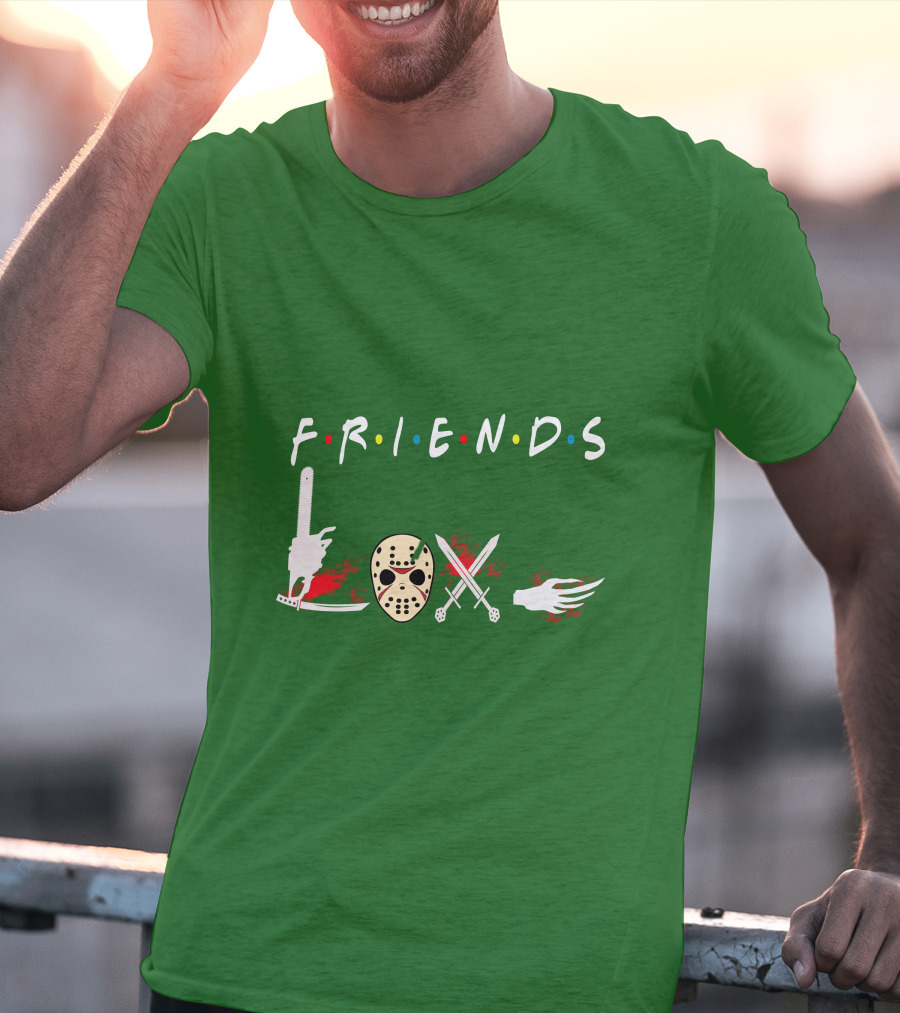 Friends Halloween Horror Icons Freddy Jason Masquerade T-Shirt