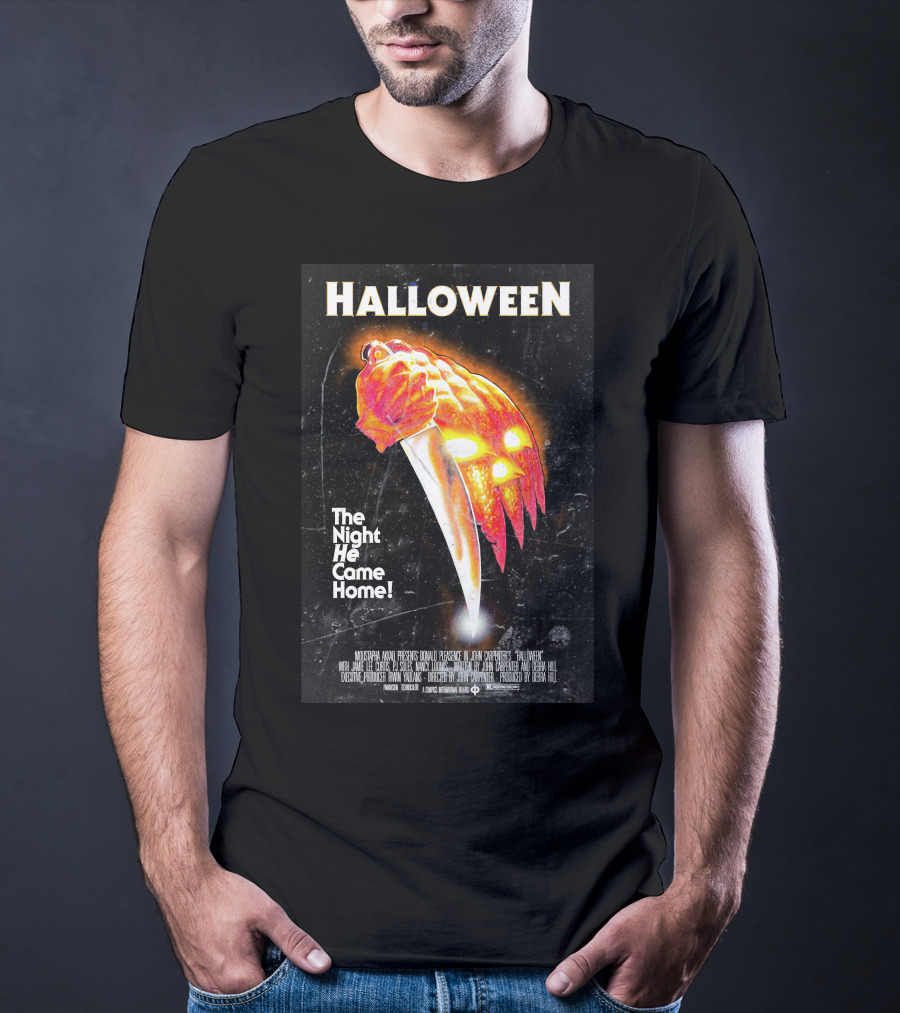Halloween The Night He Came Home Knife Pumpkin Mask T-Shirt