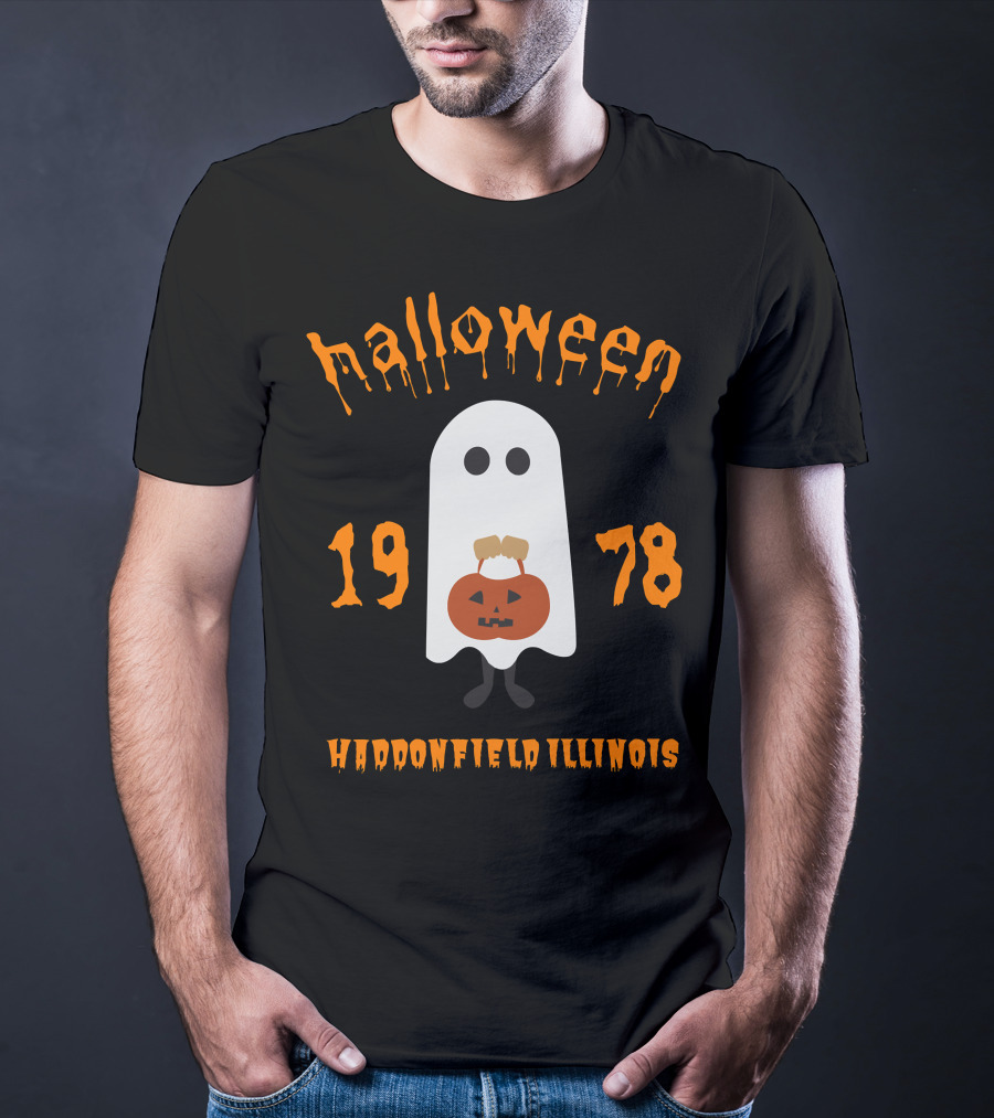 Halloween 1978 Ghost With Pumpkin In Haddonfield Illinois T-Shirt