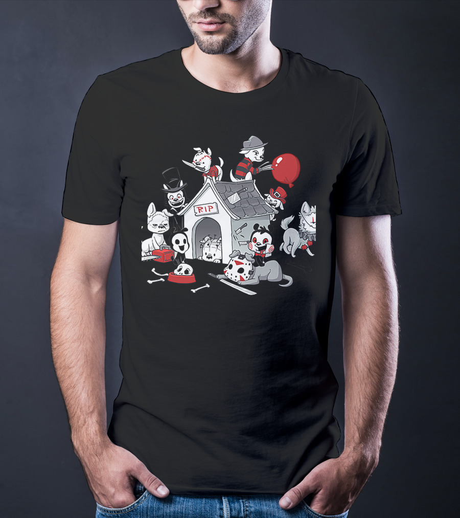 RIP Horror Dogs Icons With Mask And Balloon T-Shirt