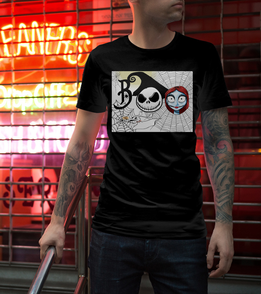 Jack And Sally Boo Halloween Nightmare Web T-Shirt