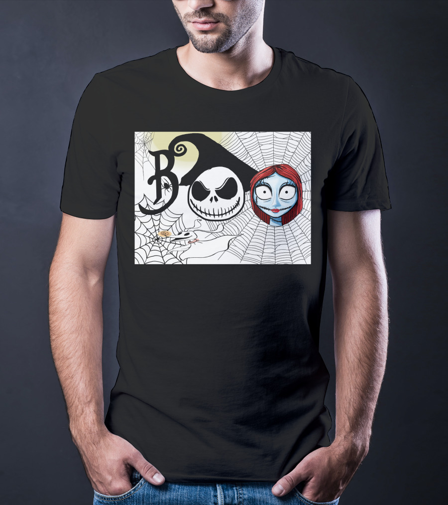 Jack And Sally Boo Halloween Nightmare Web T-Shirt