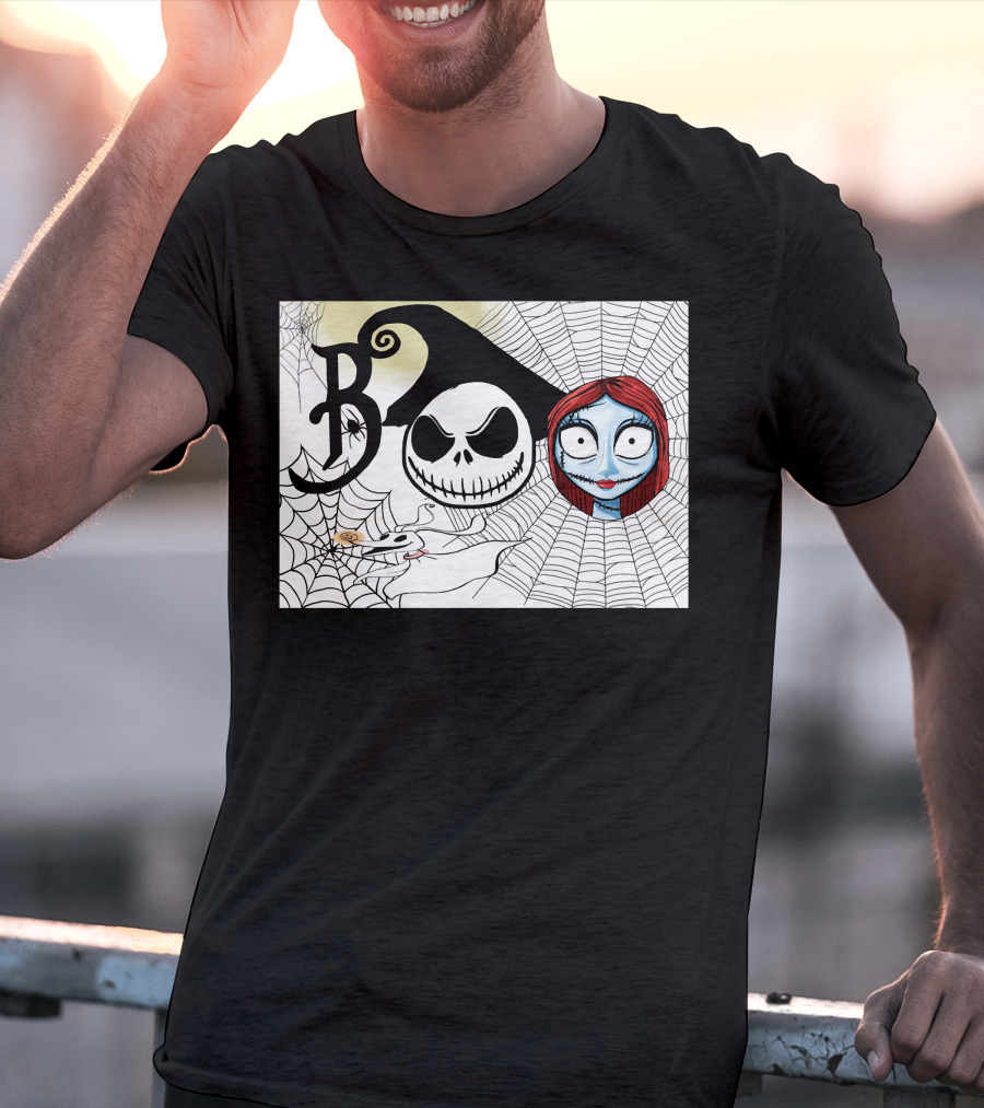 Jack And Sally Boo Halloween Nightmare Web T-Shirt