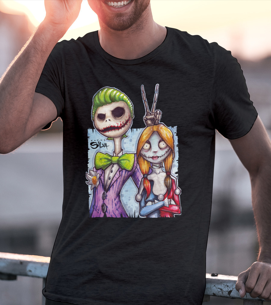 Jack And Sally Danny Silva Art Joker Mashup T-Shirt