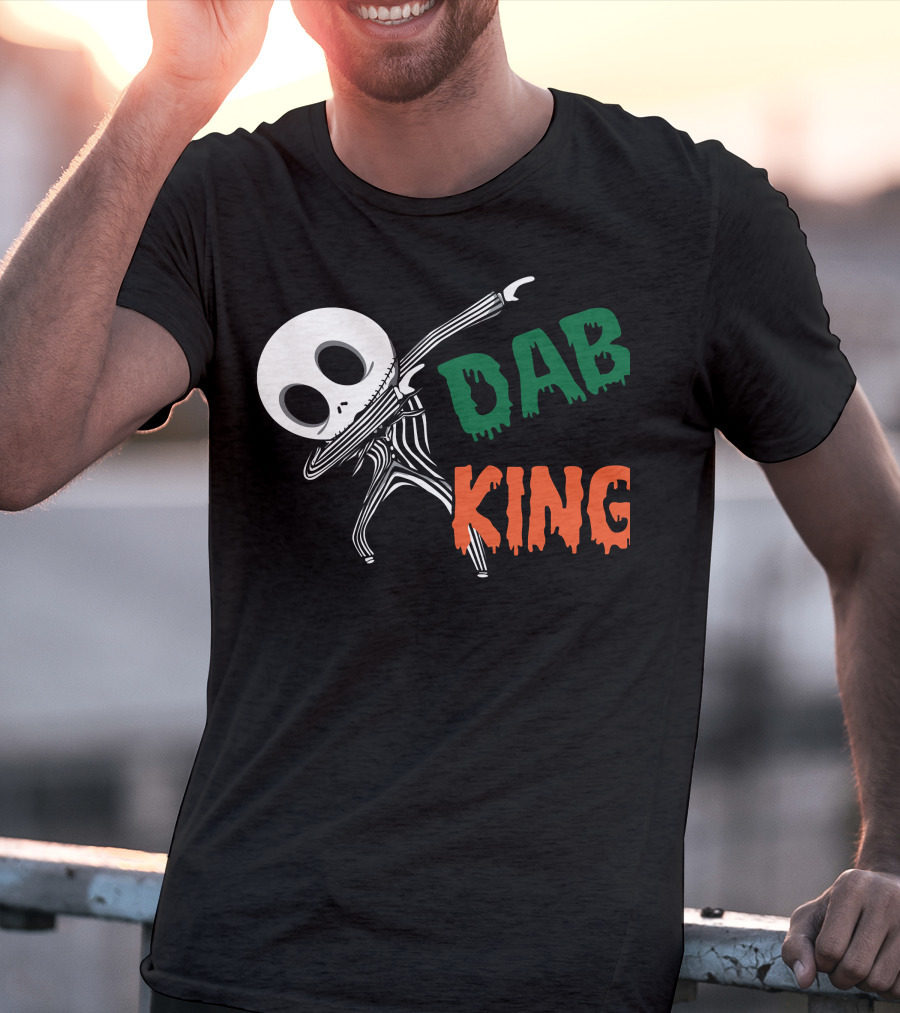Dab King Skeleton Character In Striped Suit T-Shirt