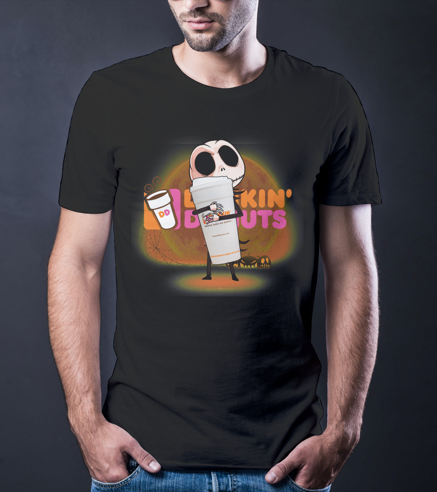 Jack Skellington Dunkin Donuts Halloween Coffee Moon T-Shirt