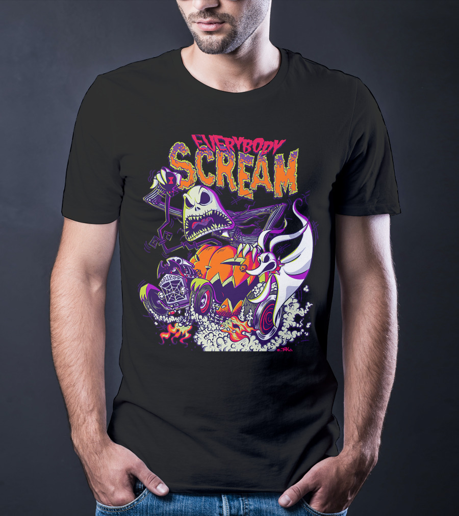 Jack Skellington Everybody Scream Halloween Rides Ghost Dog T-Shirt