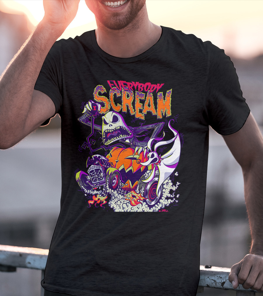 Jack Skellington Everybody Scream Halloween Rides Ghost Dog T-Shirt