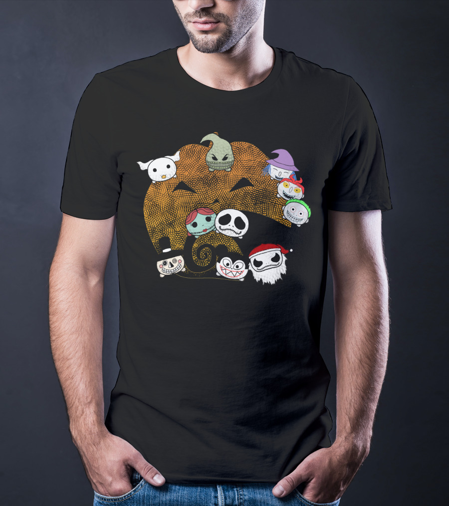 Pumpkin Oogie Boogie Jack Skellington Faces Halloween Characters T-Shirt