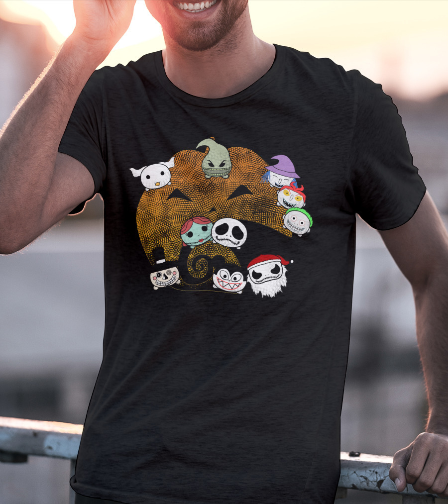 Pumpkin Oogie Boogie Jack Skellington Faces Halloween Characters T-Shirt
