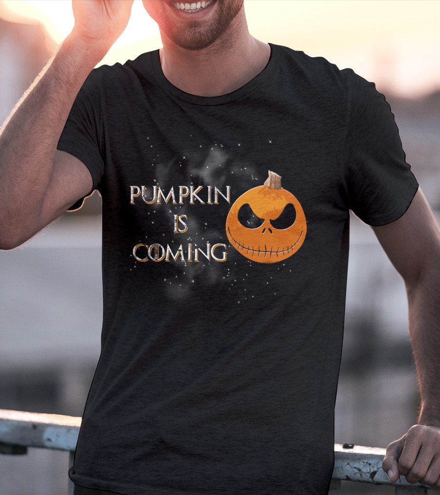 Pumkin Is Coming Halloween Jack-O'-Lantern Face T-Shirt