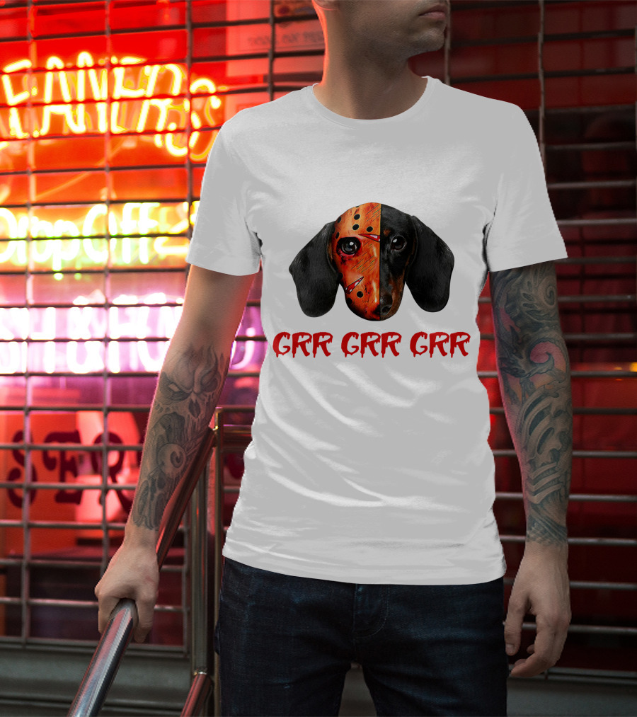 Ch Ch Ch Grr Grr Dachshund Jason Mask Mashup T-Shirt
