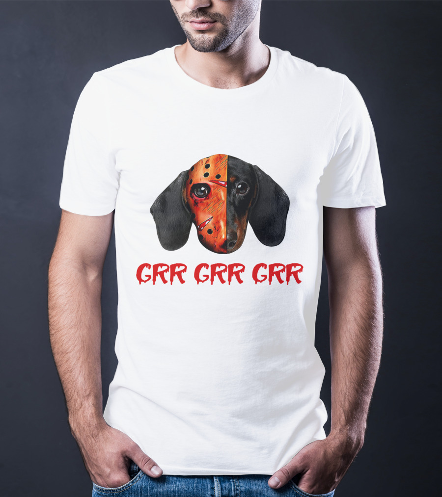 Ch Ch Ch Grr Grr Dachshund Jason Mask Mashup T-Shirt