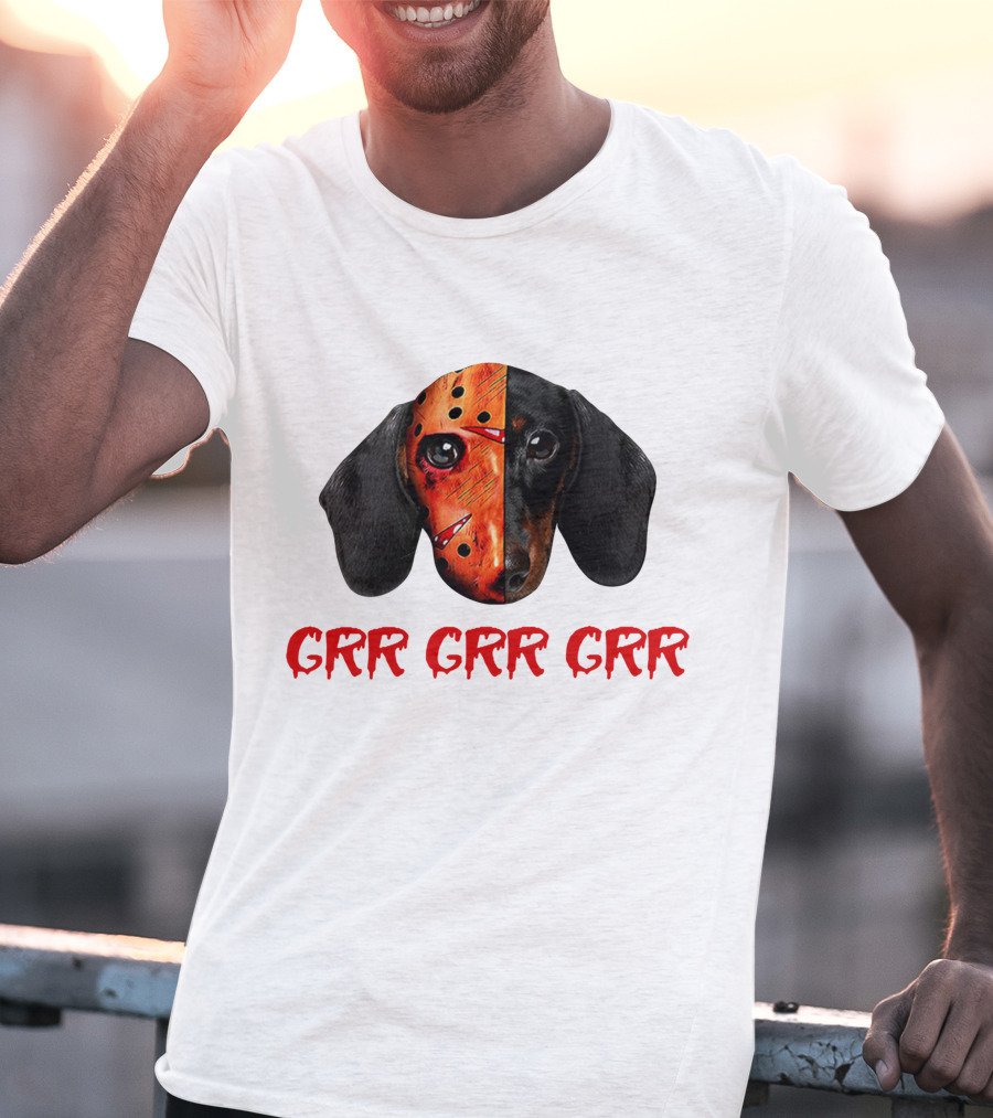 Ch Ch Ch Grr Grr Dachshund Jason Mask Mashup T-Shirt