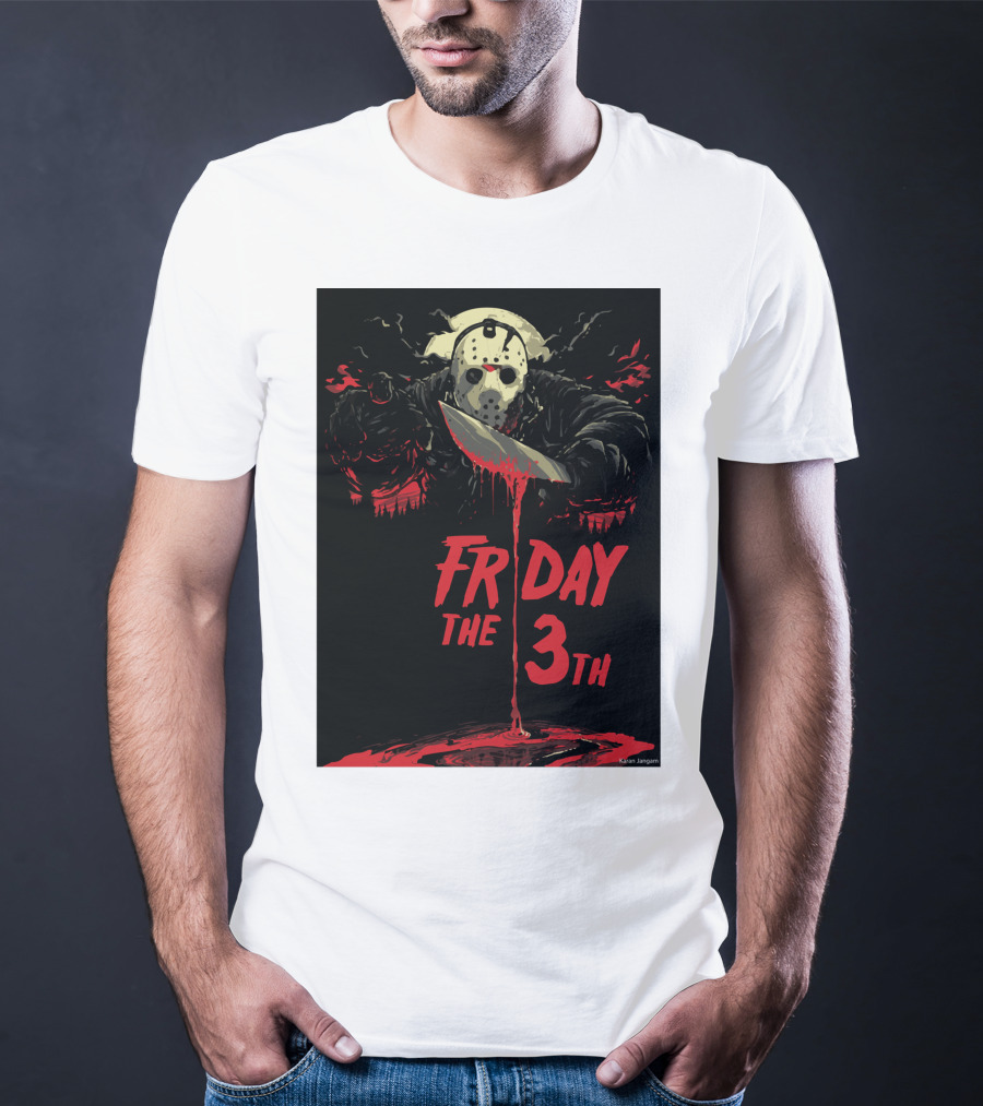 Friday The 13th Jason Mask And Knife Horror Scene T-Shirt