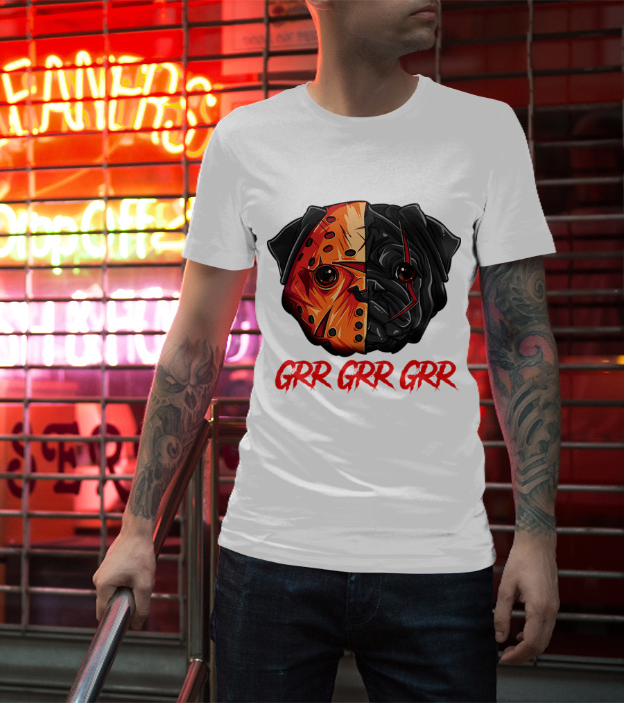 Grr Grr Grr Jason Dog Mask Pug Face T-Shirt