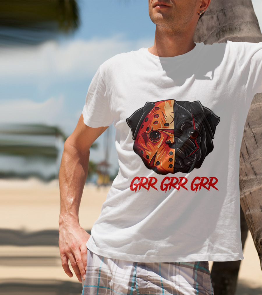 Grr Grr Grr Jason Dog Mask Pug Face T-Shirt