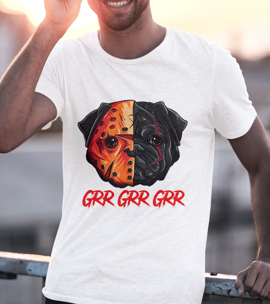 Grr Grr Grr Jason Dog Mask Pug Face T-Shirt