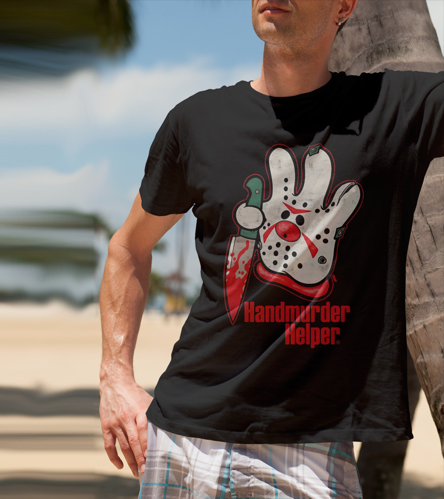 Handmurder Helper Bloody Knife Orange Glove Mask T-Shirt