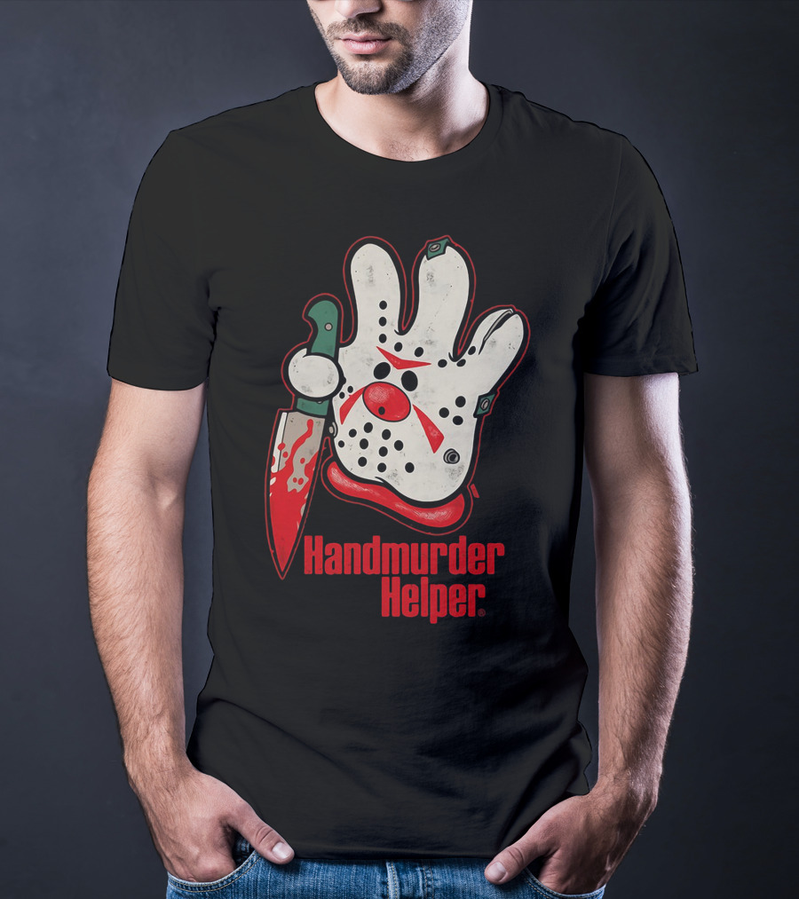 Handmurder Helper Bloody Knife Orange Glove Mask T-Shirt
