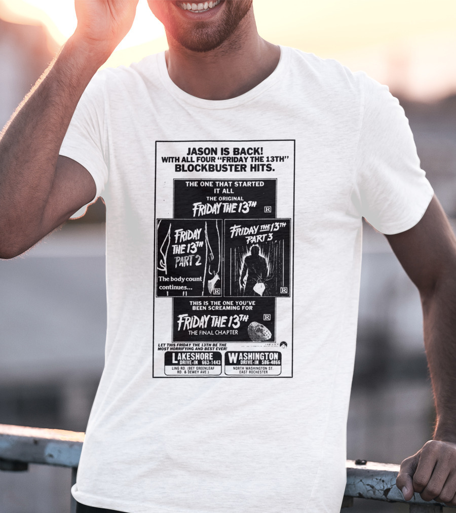 Jason Is Back With All Four Friday The 13th Blockbuster Hits T-Shirt