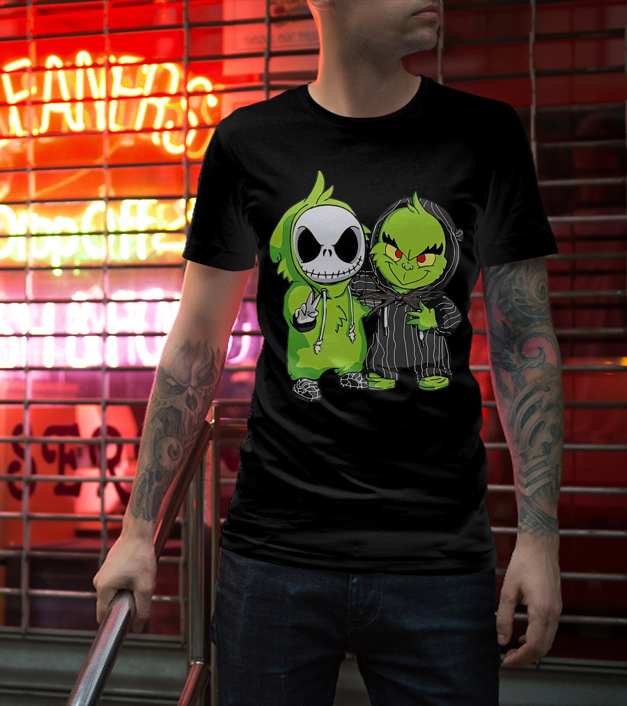 Jack Skellington And Grinch Crossover Hoodie Characters T-Shirt