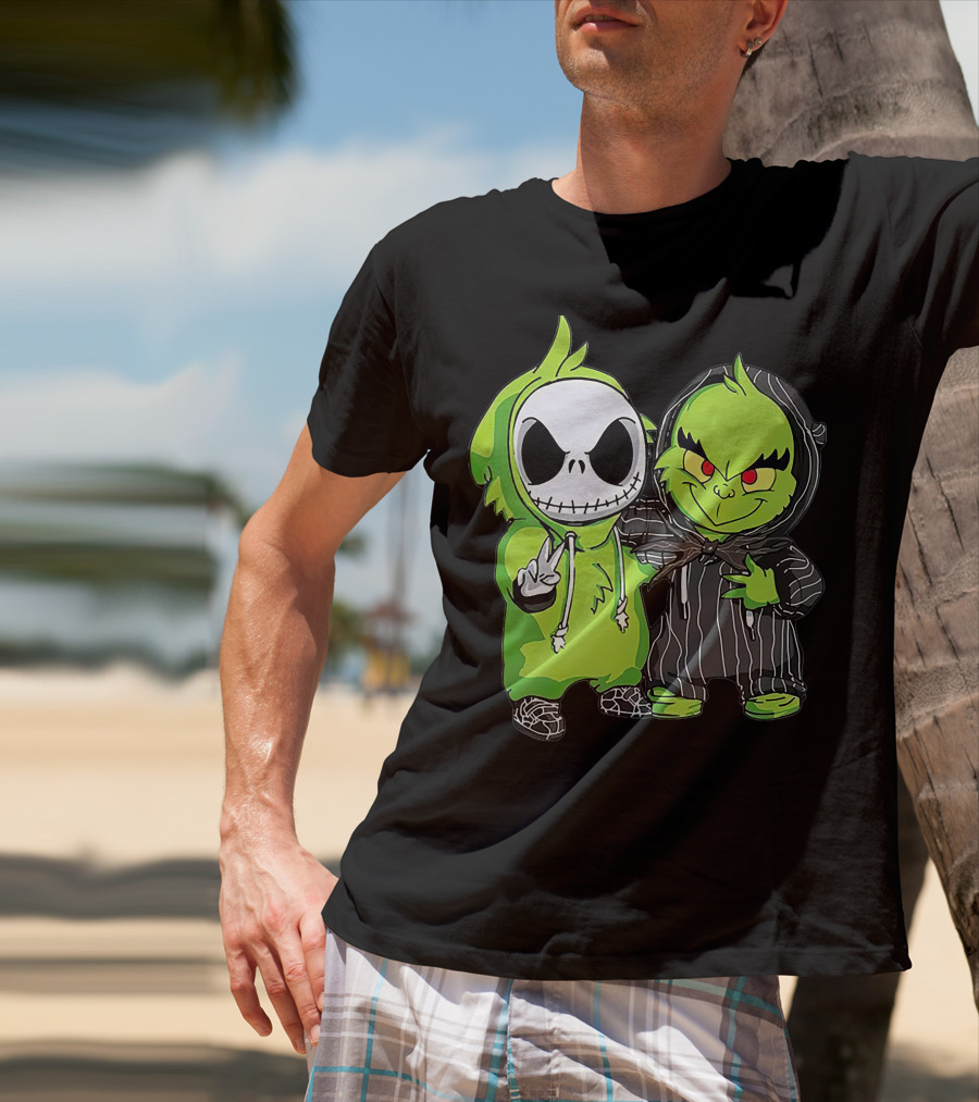Jack Skellington And Grinch Crossover Hoodie Characters T-Shirt