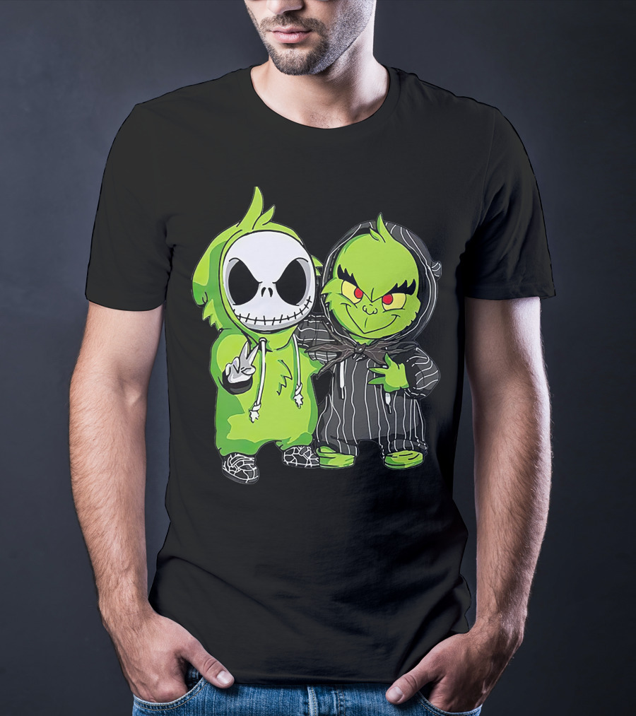 Jack Skellington And Grinch Crossover Hoodie Characters T-Shirt