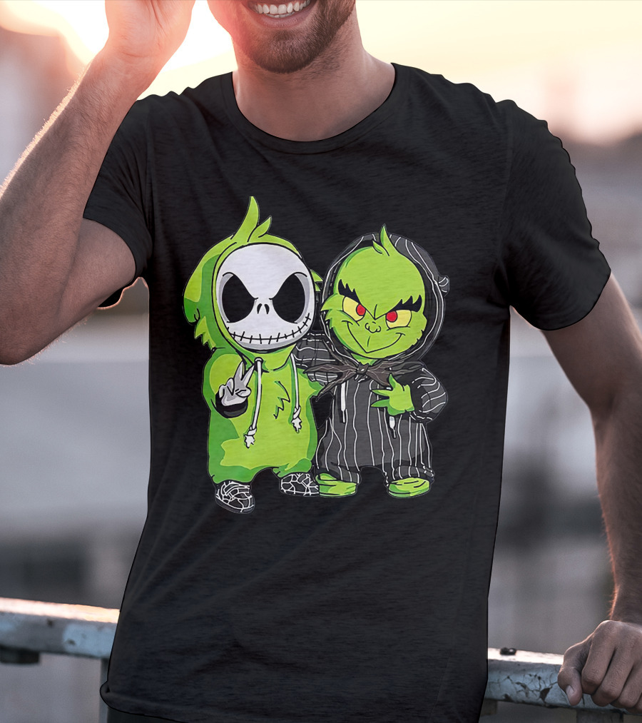 Jack Skellington And Grinch Crossover Hoodie Characters T-Shirt