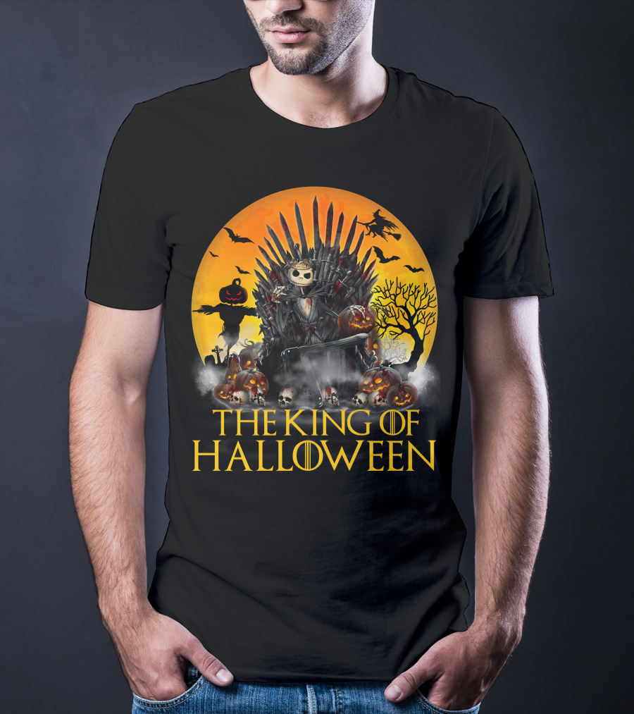 The King Of Halloween Jack Skellington Iron Throne Halloween Scene T-Shirt
