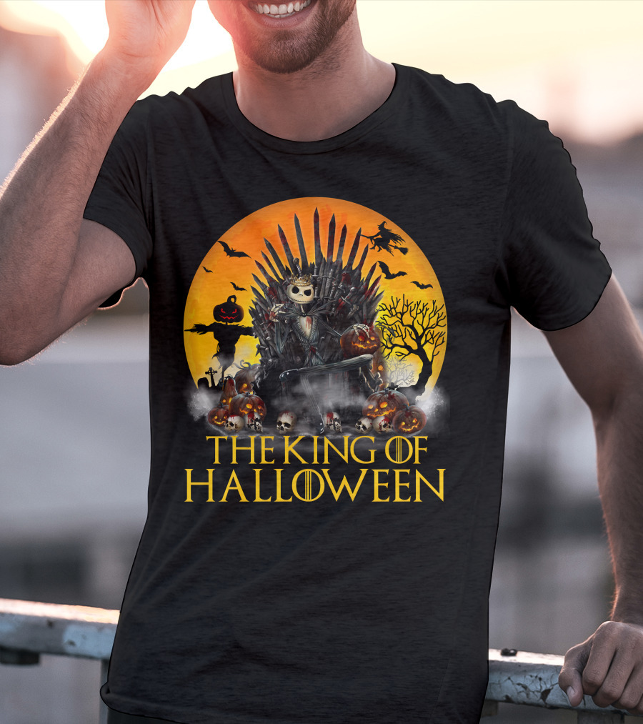 The King Of Halloween Jack Skellington Iron Throne Halloween Scene T-Shirt