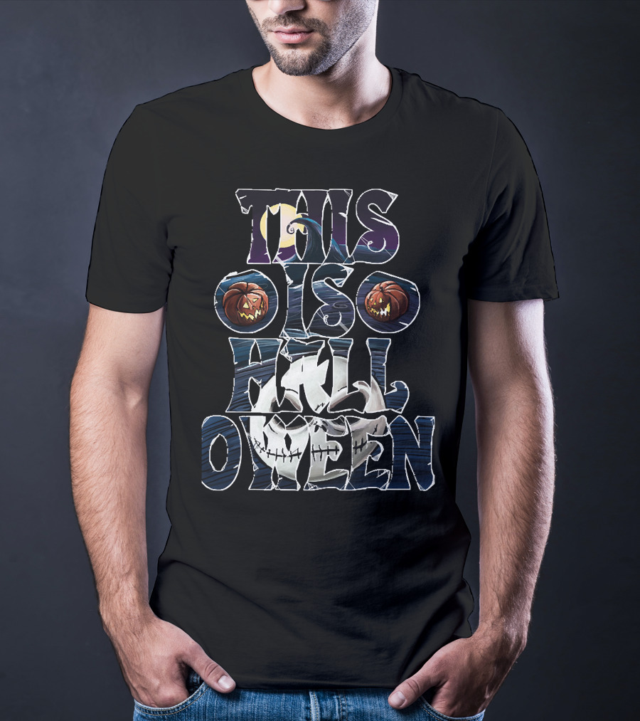 This Is Halloween Pumpkin And Moon Jack Skellington Face T-Shirt