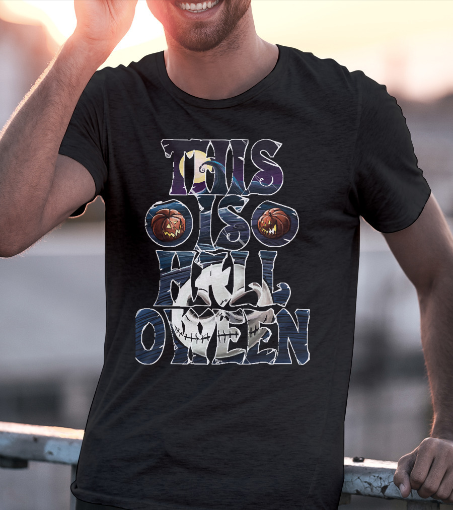 This Is Halloween Pumpkin And Moon Jack Skellington Face T-Shirt