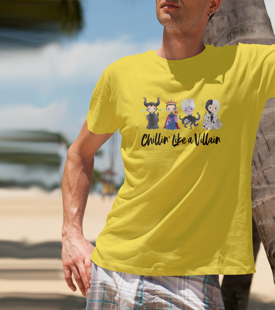 Chillin' Like A Villain With Iconic Style Inspired Characters In Playful Cartoon T-Shirt