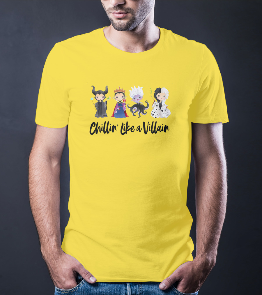 Chillin' Like A Villain With Iconic Style Inspired Characters In Playful Cartoon T-Shirt