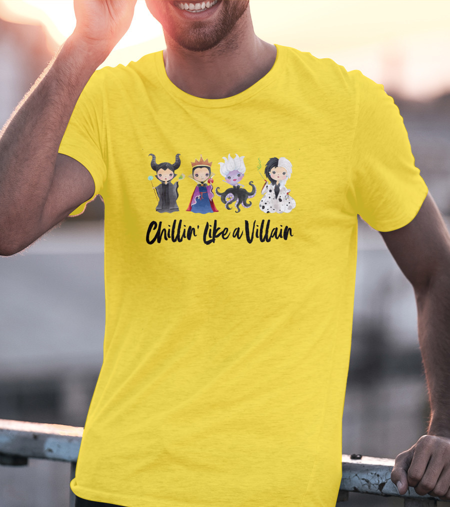 Chillin' Like A Villain With Iconic Style Inspired Characters In Playful Cartoon T-Shirt