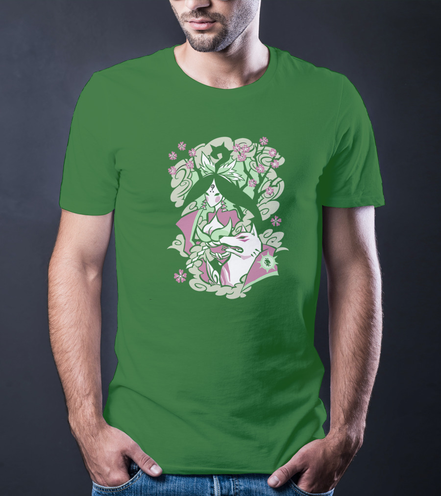 Okami Merch Amaterasu And Cherry Blossoms T-Shirt