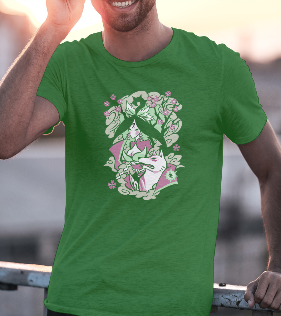 Okami Merch Amaterasu And Cherry Blossoms T-Shirt