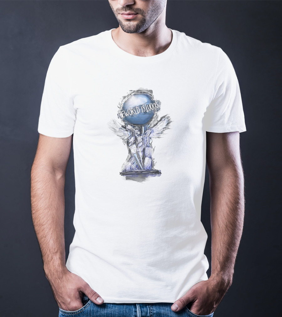 Lucki Merch The World Is Luckis Statue Blue Globe Wings T-Shirt