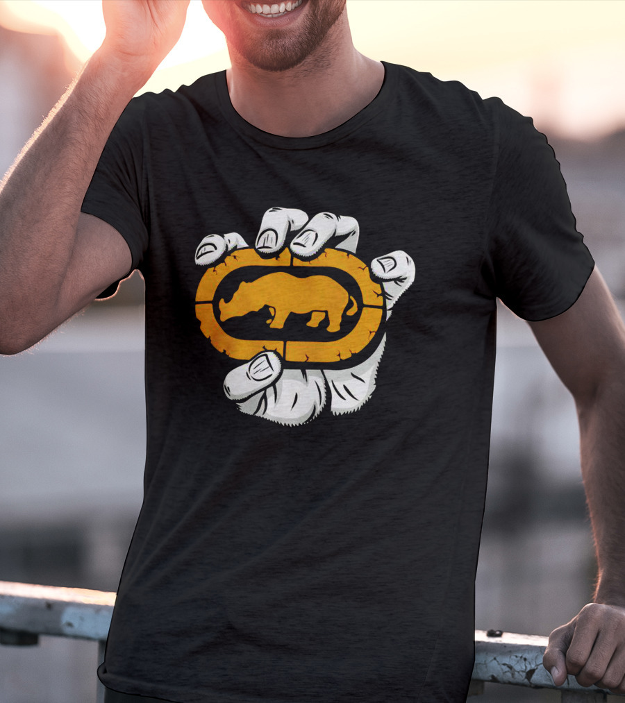 Percko Rhino Emblem Gripped By Cartoon Hand T-Shirt