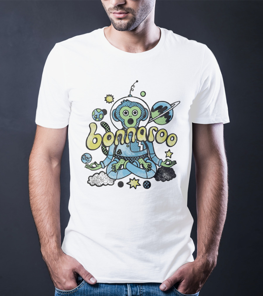 Bonnaroo Cosmic Astronaut Monkey Meditation Planet Space Exploration T-Shirt