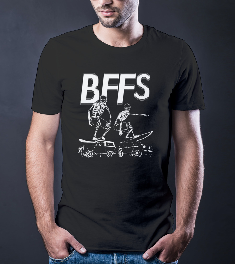 BFFS Skeletons Skateboarding On Vans T-Shirt